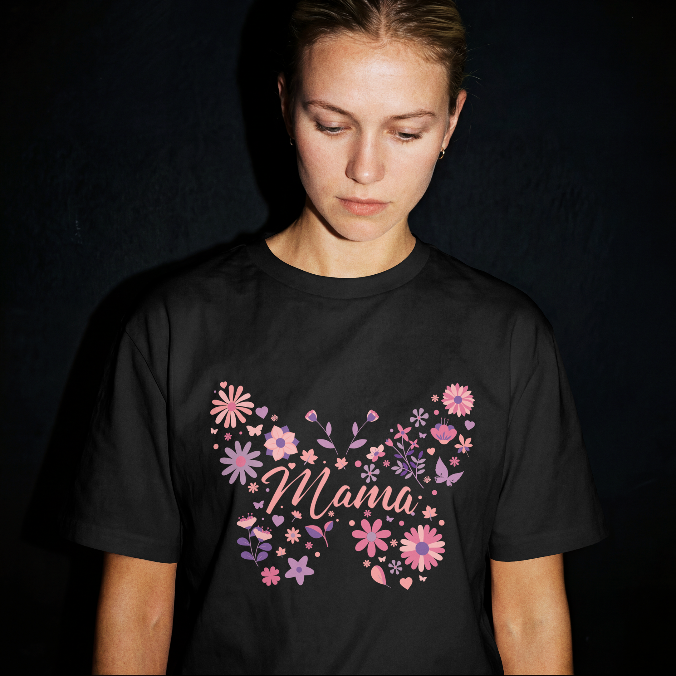 Butterfly Mama Graphic Tee – Black Gildan 5000