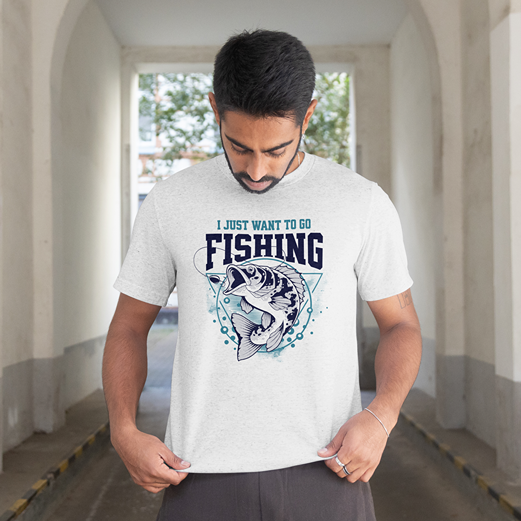 I Just Want to Go Fishing Graphic Tee – White Gildan 5000