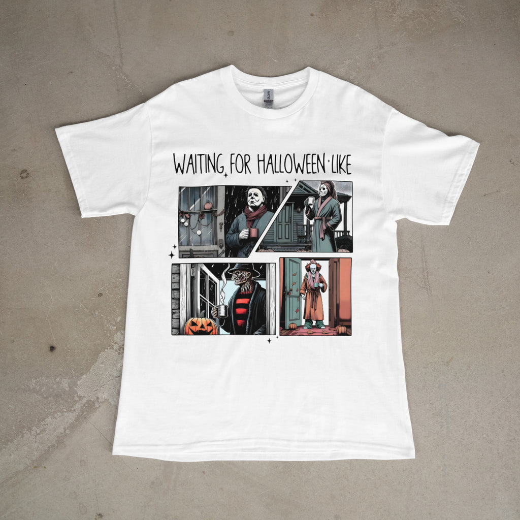 Waiting For Halloween Like – Horror Icons Graphic Tee