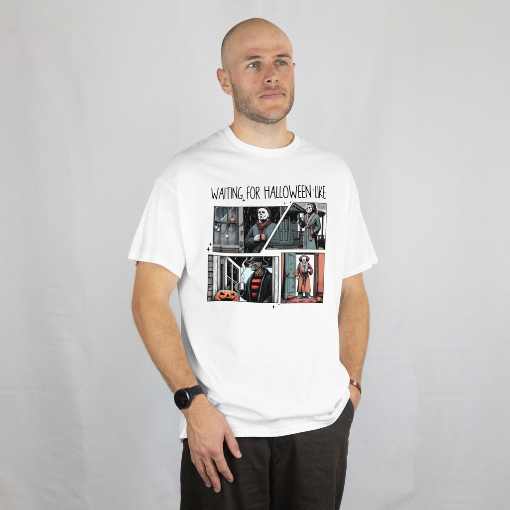 Waiting For Halloween Like – Horror Icons Graphic Tee